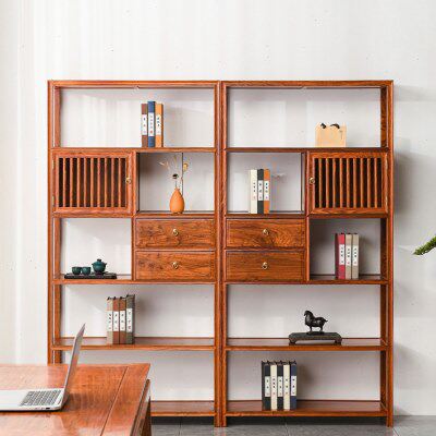 花梨木博古架多宝阁新中式全实木茶叶置物架刺猬紫檀原木书架落地