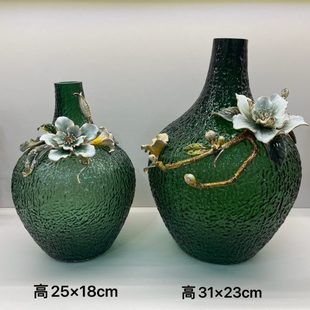 现代轻奢珐琅彩琉璃花瓶家居装饰品摆件电视柜玄关柜插鲜花可装水
