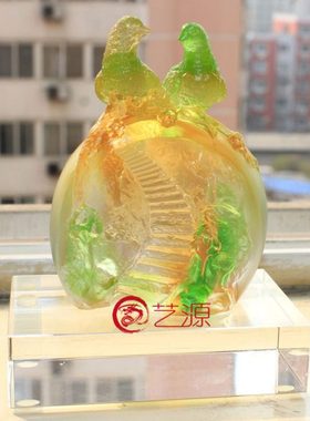 结婚摆件家居饰品创意 卧室 琉璃工艺品品送朋友情人礼品喜结连理