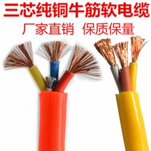 纯铜电源线3芯软电缆线2.5 4平方三相插头线家用护套线户外牛筋线
