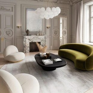 轻奢后现代创意异形会所沙发极简样板间多人组合腰子弧形休闲沙发