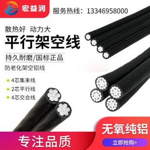 铝线电线电缆四芯平行线16/25/35/50/70/95 平方2/4芯集束架空线6