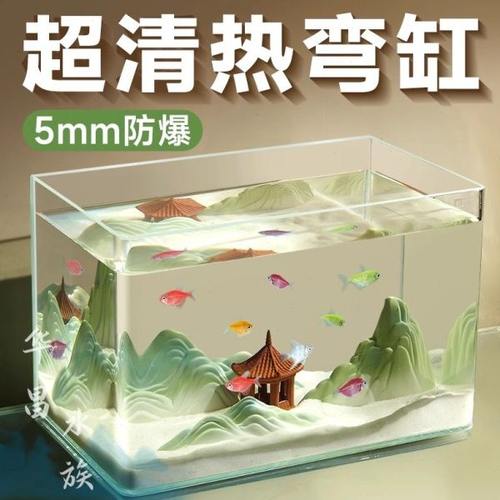 2025新款超清玻璃热弯鱼缸桌面小型水族箱客厅水草造景乌龟生态缸
