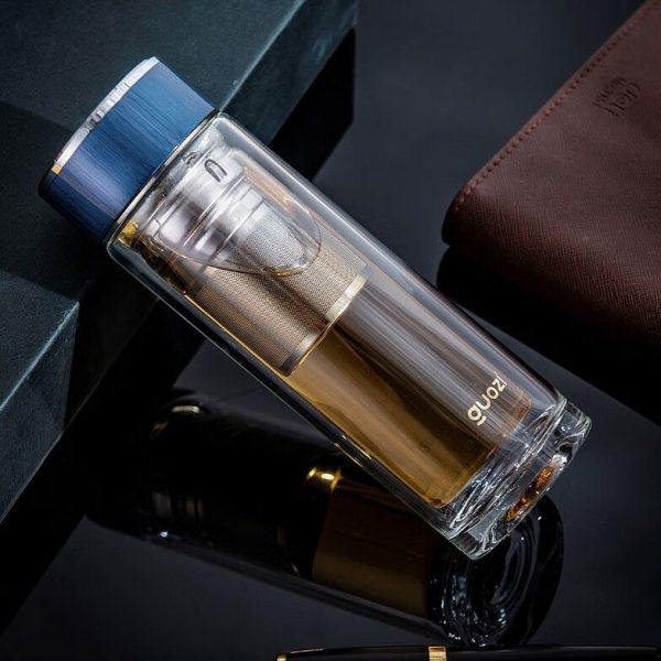 果兹GZ-S69星澜双层玻璃杯商务男士大容量茶水分离杯企业会议礼品