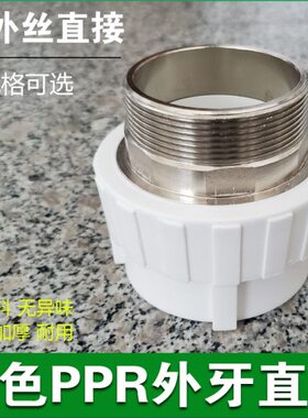 白色PPR外丝直接40 50 63 75 90 110外牙直接铜 热熔水管配件接头