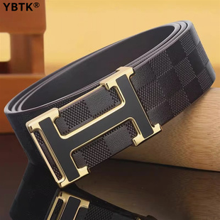官方正品2025新款男士高档皮带休闲平滑扣轻奢送礼礼盒装真皮腰带