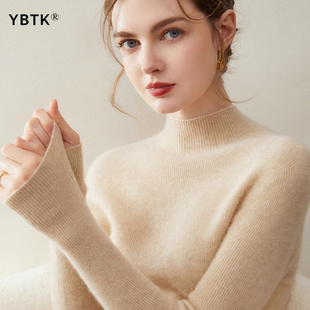 显瘦保暖打底衫 鄂尔多斯市半高领羊绒衫 修身 新款 毛衣 女士2025冬季