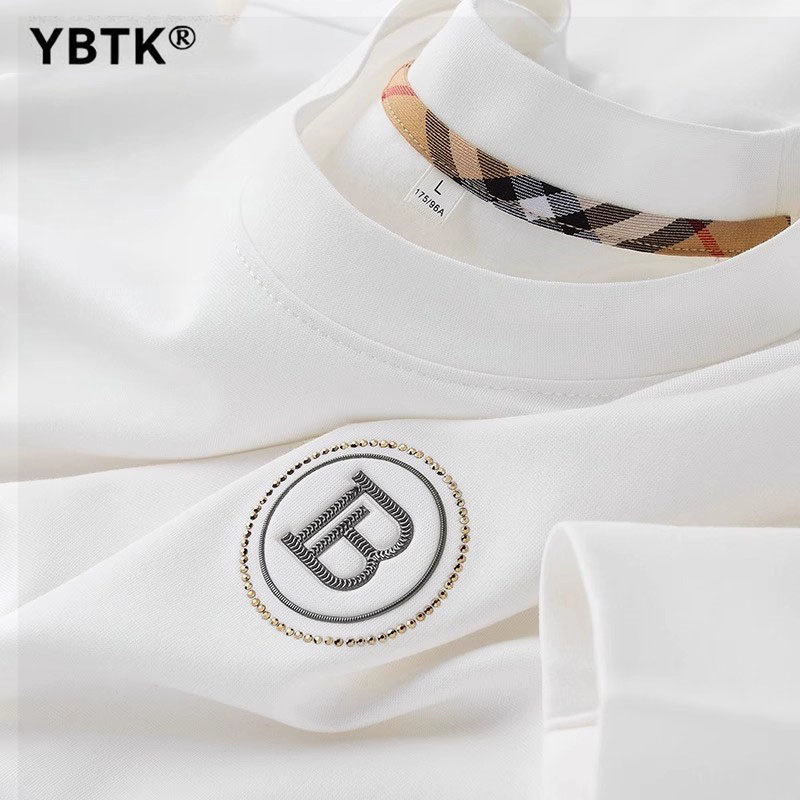 丝光棉长袖t恤男士2025年秋季高端薄款白色字母凸胶欧货修身卫衣