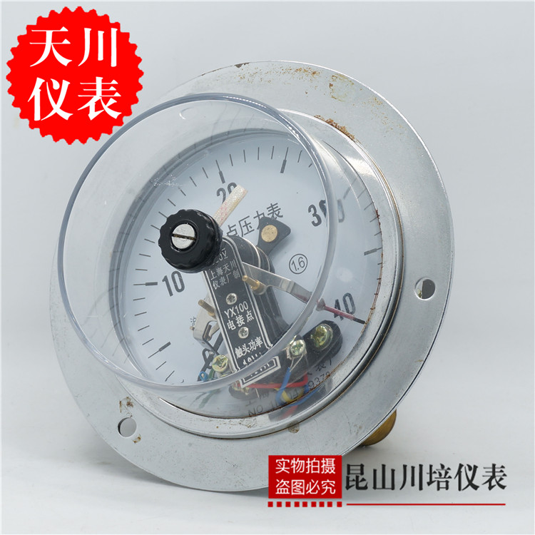 轴向带边电接点压力表YX-100ZT上海天川0-10,16,25,40,60MPA触点
