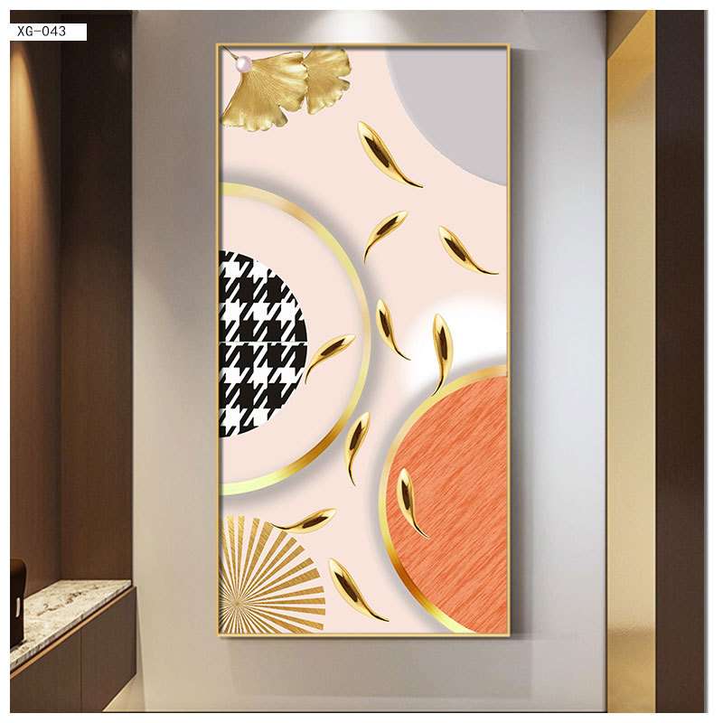 九鱼图入户玄关装饰画餐厅客厅走廊过道壁画家居晶瓷挂画镶钻工艺图片