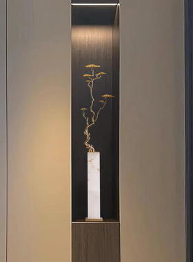 入户玄关柜招财迎松摆件r客厅电视柜竖高细长形轻奢艺术软装装饰