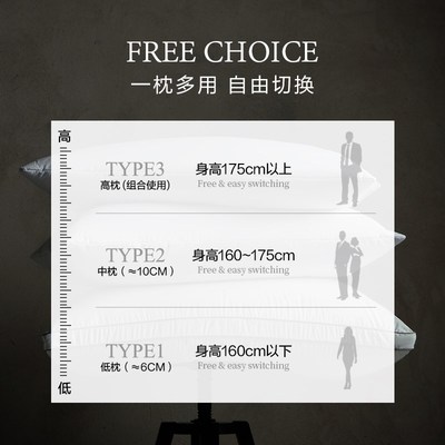 MINECASA/寐120S白鹅毛羽绒枕复合子母枕可拆卸枕头家用枕芯 伴