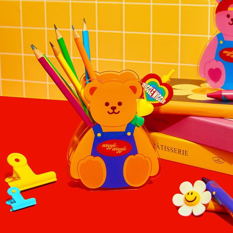 wiggle wiggle亚克力笔筒桌面收纳盒文具整理盒学生开学创意笔筒