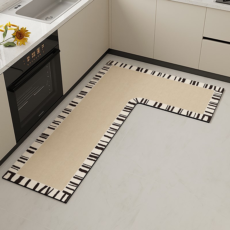 厨房地垫防滑防油可擦洗高级感耐脏防水地毯垫家用L型可裁剪垫子