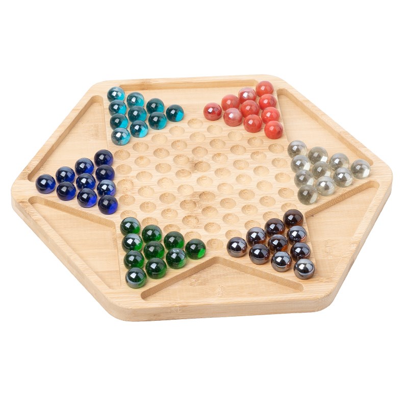 跳棋玻璃球跳跳棋儿童益智弹子大人版老式大号弹珠波子棋木质