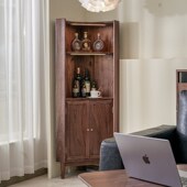 北美黑胡桃木三角柜客厅实木边柜储物柜酒柜小户型靠墙定制展示柜