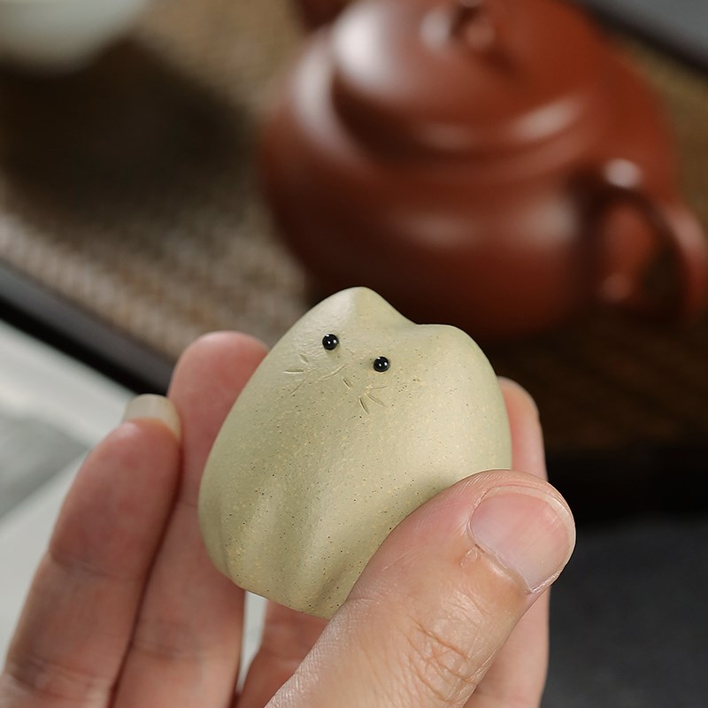 萌猫茶宠茶壶盖托雕塑茶盘摆件茶玩可养