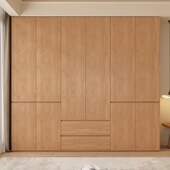 橡木实木衣柜卧室家用原木风储物柜简约现代一门到顶小户型衣橱