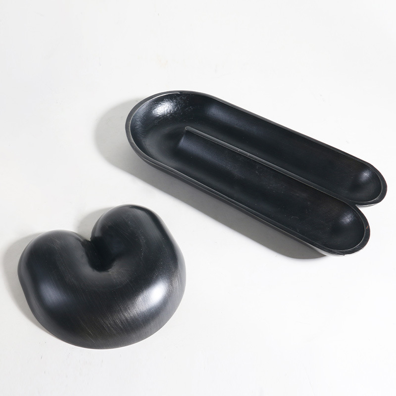 梵茜现代轻奢黑色金属水果收纳盘果盘样板间桌面装饰摆件