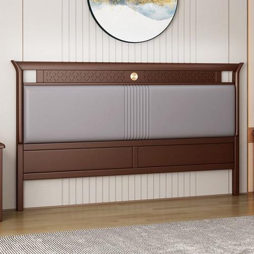 新中式床头板简约现代超薄极窄床头软包轻奢全实木床头背板单买