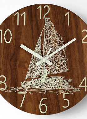 97N12英寸30cm夜光数字简约木制时钟家用客厅装饰钟表静音挂钟批