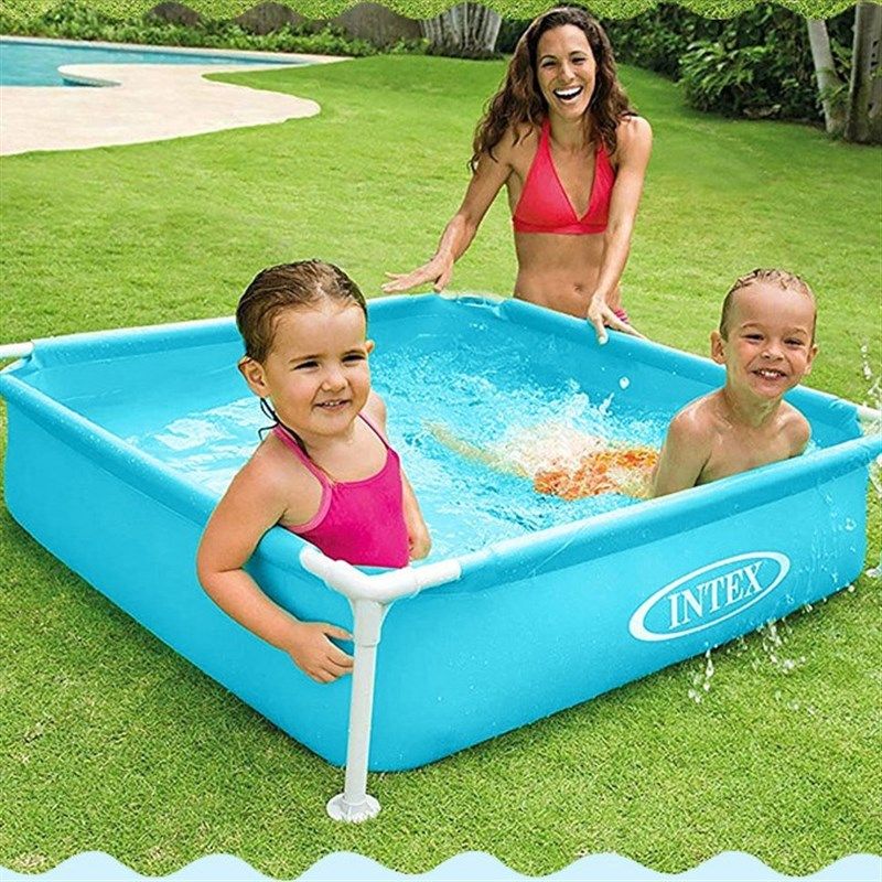 INTEX57173游泳池儿童方形夹网支架水池幼儿宝宝浴盆戏水钓鱼池