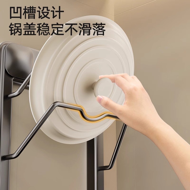 吸盘免打孔锅盖架厨房墙壁挂件带接水盘沥水太空铝菜板砧板置物架