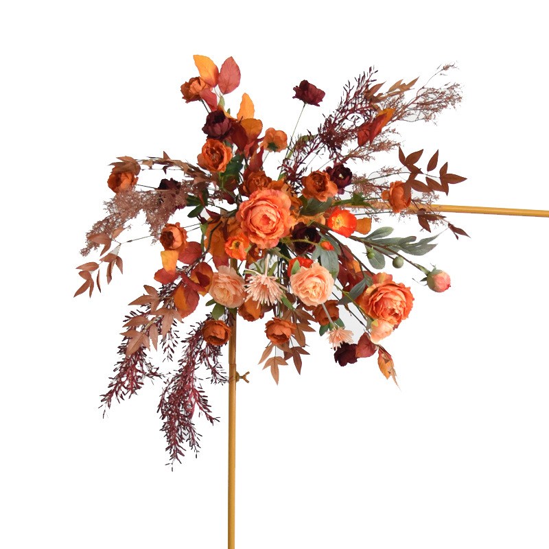 中国式红色系列仿真花 婚庆布置装饰假花花环背景墙 拱门路引花艺