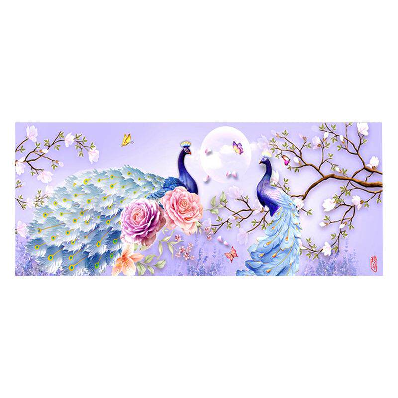 2025年新款5D钻石画客厅满钻花开富贵水晶手工自己十字绣双孔雀