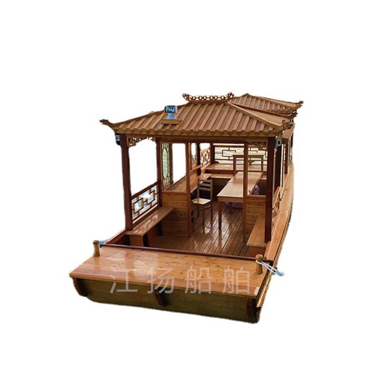 木船画舫船景区水上观光船旅游电动船仿古中式船餐厅民宿船屋定制