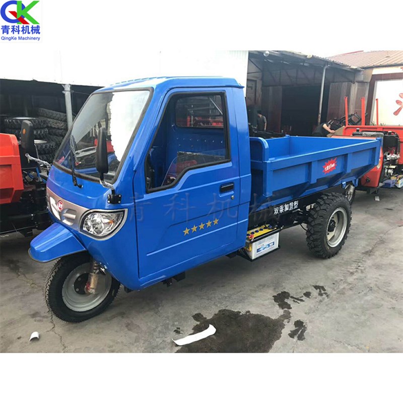 出口印度全封闭柴油三轮车 豪华驾驶室工程自卸三轮柴油翻斗车