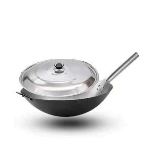 轻薄铁锅爆炒家用铁柄不粘锅老式熟铁锅炒粉炒菜锅厨师商用无涂层