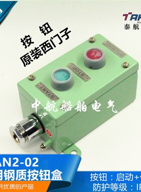 泰航船用金属钢质水密启停遥控开关带按钮盒AN2-11二孔二位ZPB-2