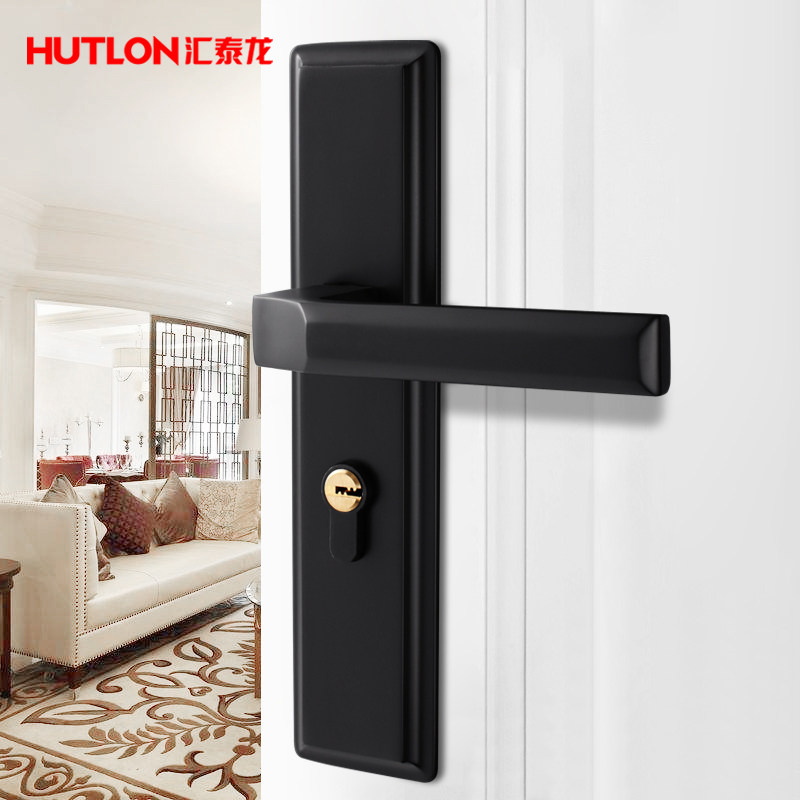汇泰龙 门锁室内卧室房门锁家用简约静音实木欧式门锁黑色锁具
