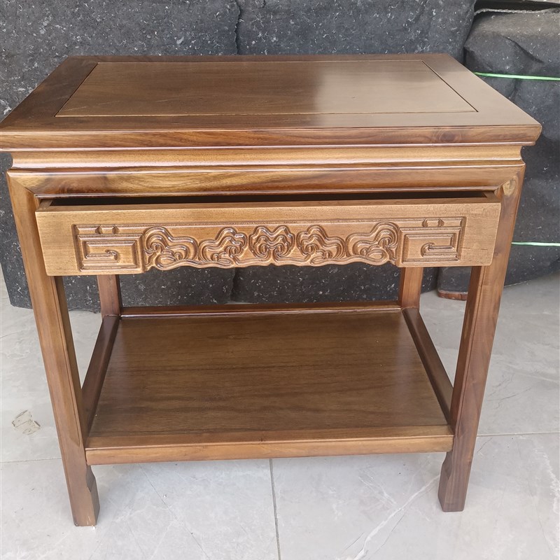 老榆木边几带抽屉实木条几中式客厅简约茶桌原木花架鱼缸盆景桌子