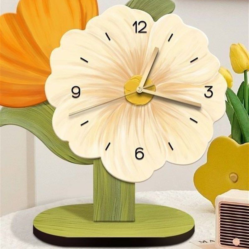 创意花朵座钟摆件客厅2024新款高级感餐边柜台式桌面卧室摆台时钟,家居饰品,挂钟,淘宝优惠券,粉丝福利购,淘宝优惠卷
