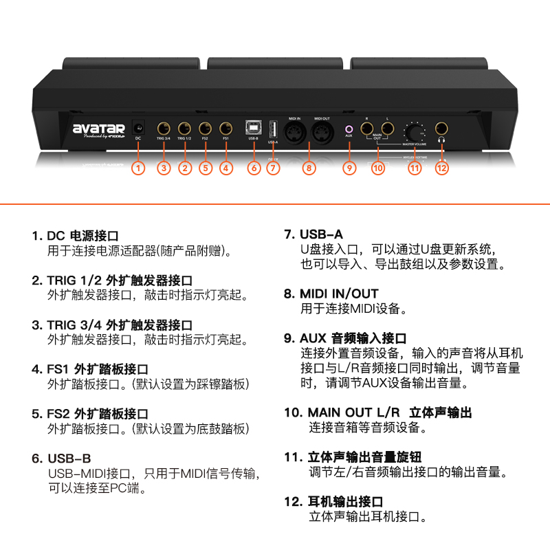 海星王avatar打击板PD705电子采样打击垫电音电子鼓便携式架子鼓