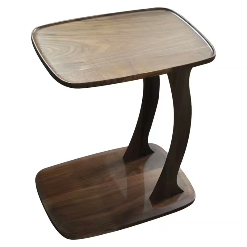 小茶几黑胡桃角几实木沙发边几客厅阳台小户型床边桌胡桃木可移动