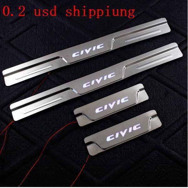 适用于12-16 civic 思域不锈钢带灯门槛条迎宾踏板 scuff plate