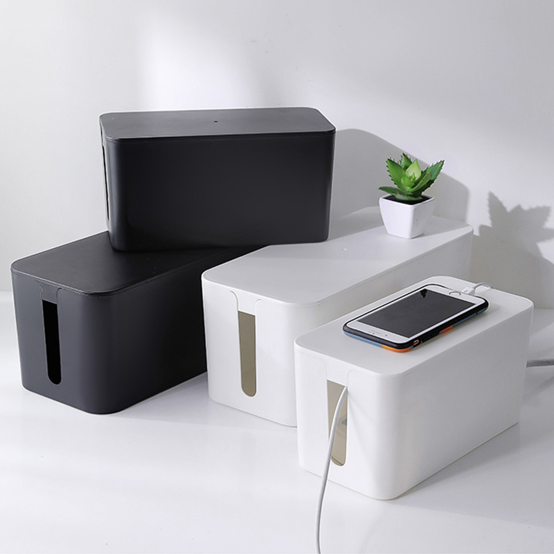 电源排插线板收纳盒电p线插排桌面神器数据线整理插座集线盒理线