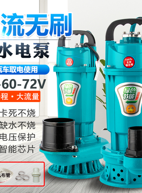 无刷直流潜水泵2寸48v60v72v伏通用农用浇地灌溉电瓶车电动抽水泵