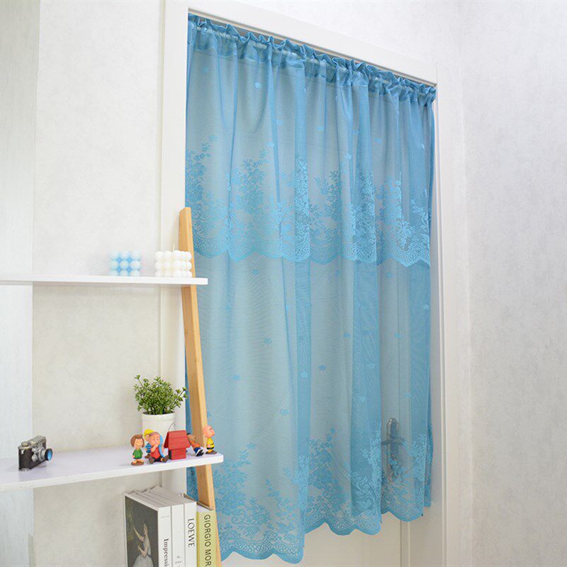 蕾丝纱帘田园装饰隔断帘飘窗半帘厨房门帘卧室阳台透光窗纱定制