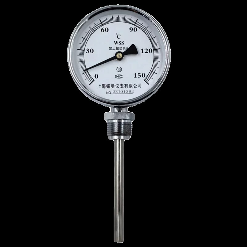 双金属温度计wss411不锈钢温度表指针式耐高温锅炉管道工业温度计