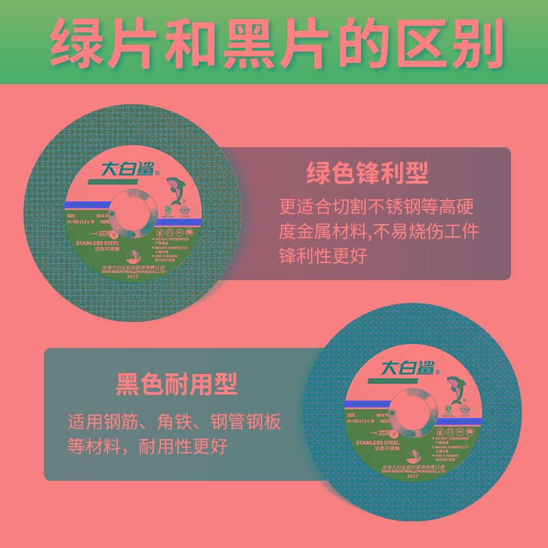 大白鲨角磨机切割片不锈钢专用金属砂轮片沙轮片打磨片磨光机锯片