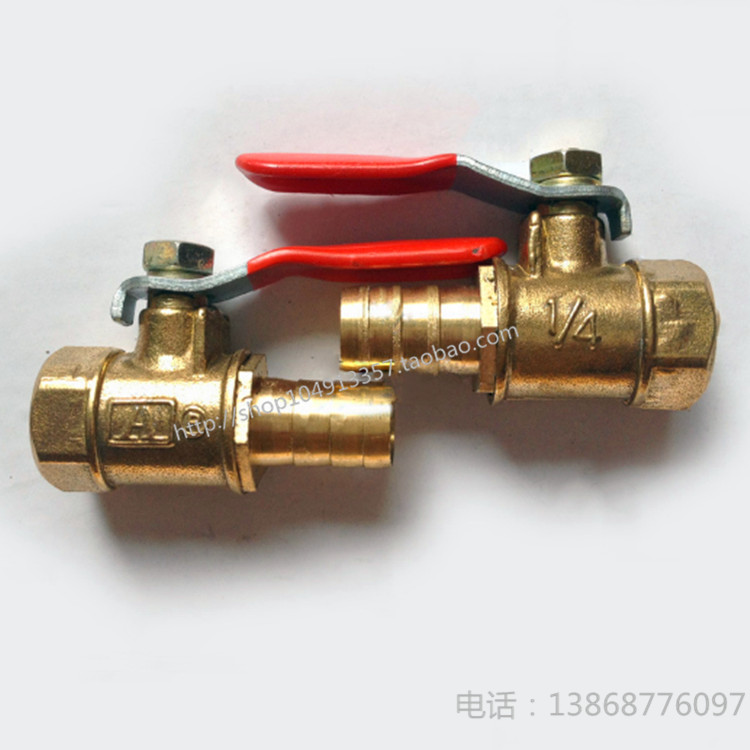 厂家直销 红柄小球阀内丝1/4-宝塔8mm气管天然气阀门内牙螺纹8-02