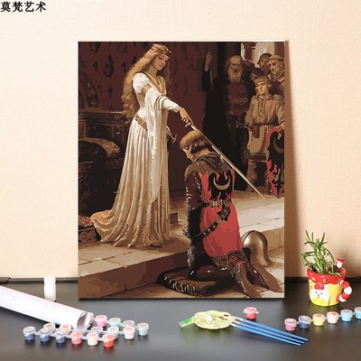 数字油画diy手工填充名画荣誉埃德蒙布莱尔莱顿涂色填色油彩画画