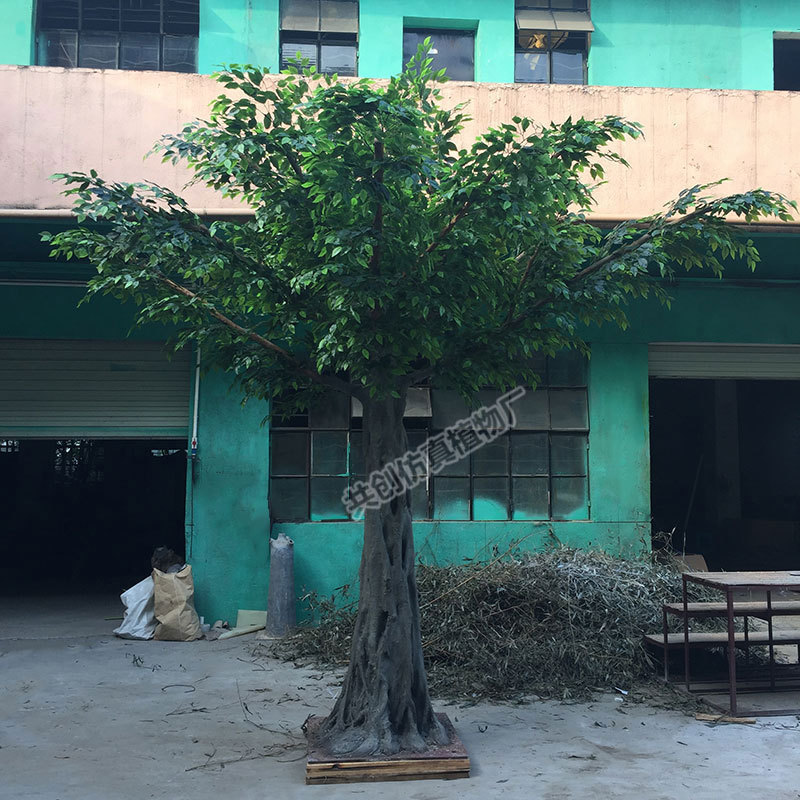 厂家制作仿真榕树 大型玻璃假树 室内外摆放假榕叶 商场餐厅装饰