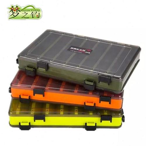 梦之钓双面插片塑料盒路亚饵盒假饵盒配件盒彩色多格配件盒子