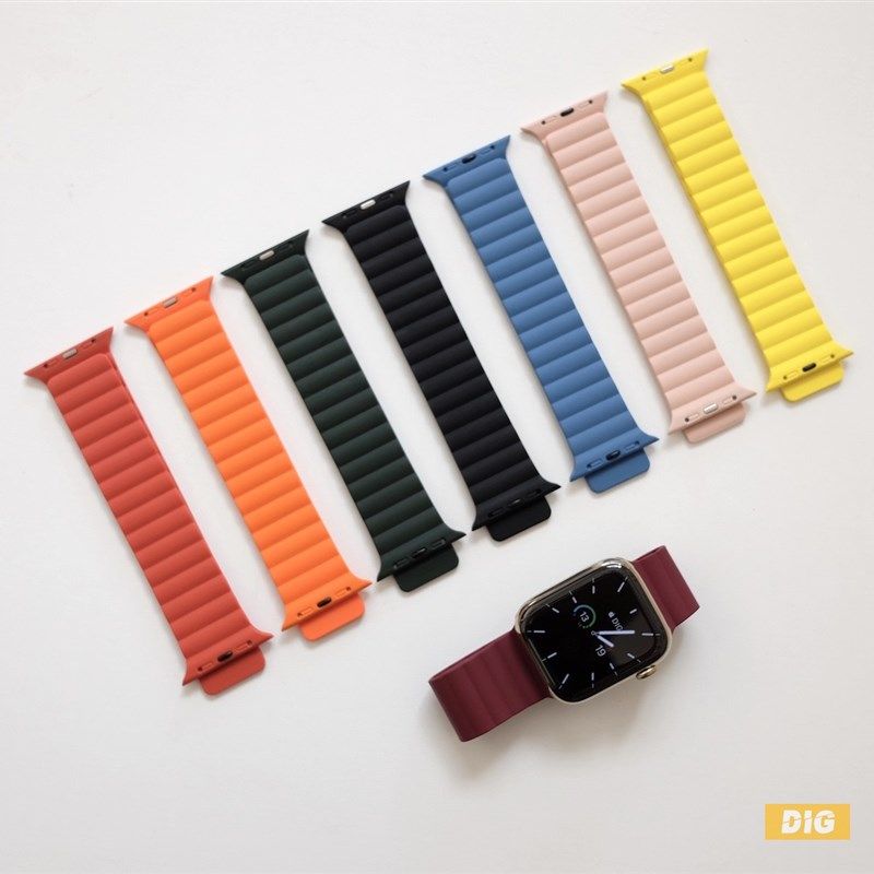 磁吸式彩色硅胶表带 适用于AW1-7代的 45/44/40mm135-250mm腕围