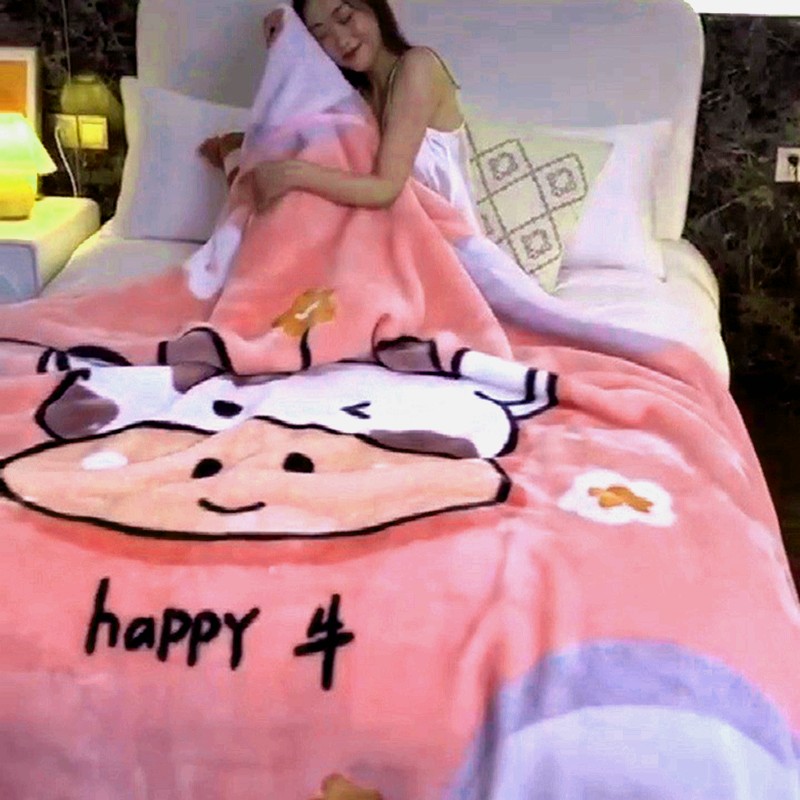 冬季加厚双层毛毯儿童宿舍床单人小盖毯超柔拉舍尔绒被子